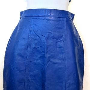 Royal Blue Leather Mini Skirt